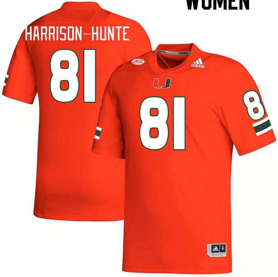 Women #81 Jared Harrison-Hunte Miami Hurricanes College Football Jerseys Stitched-Orange